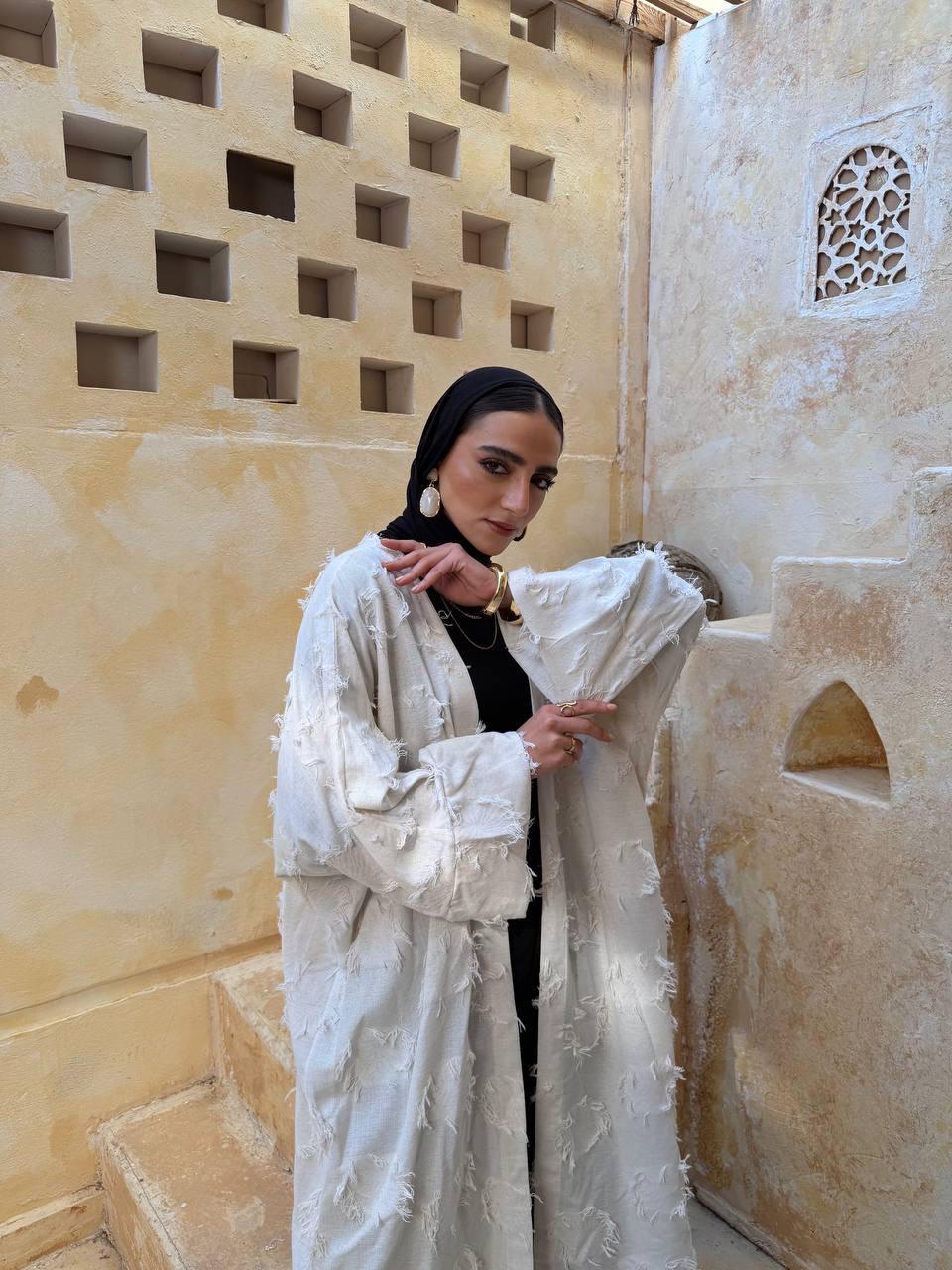 Linen Fringe Dots Kaftan