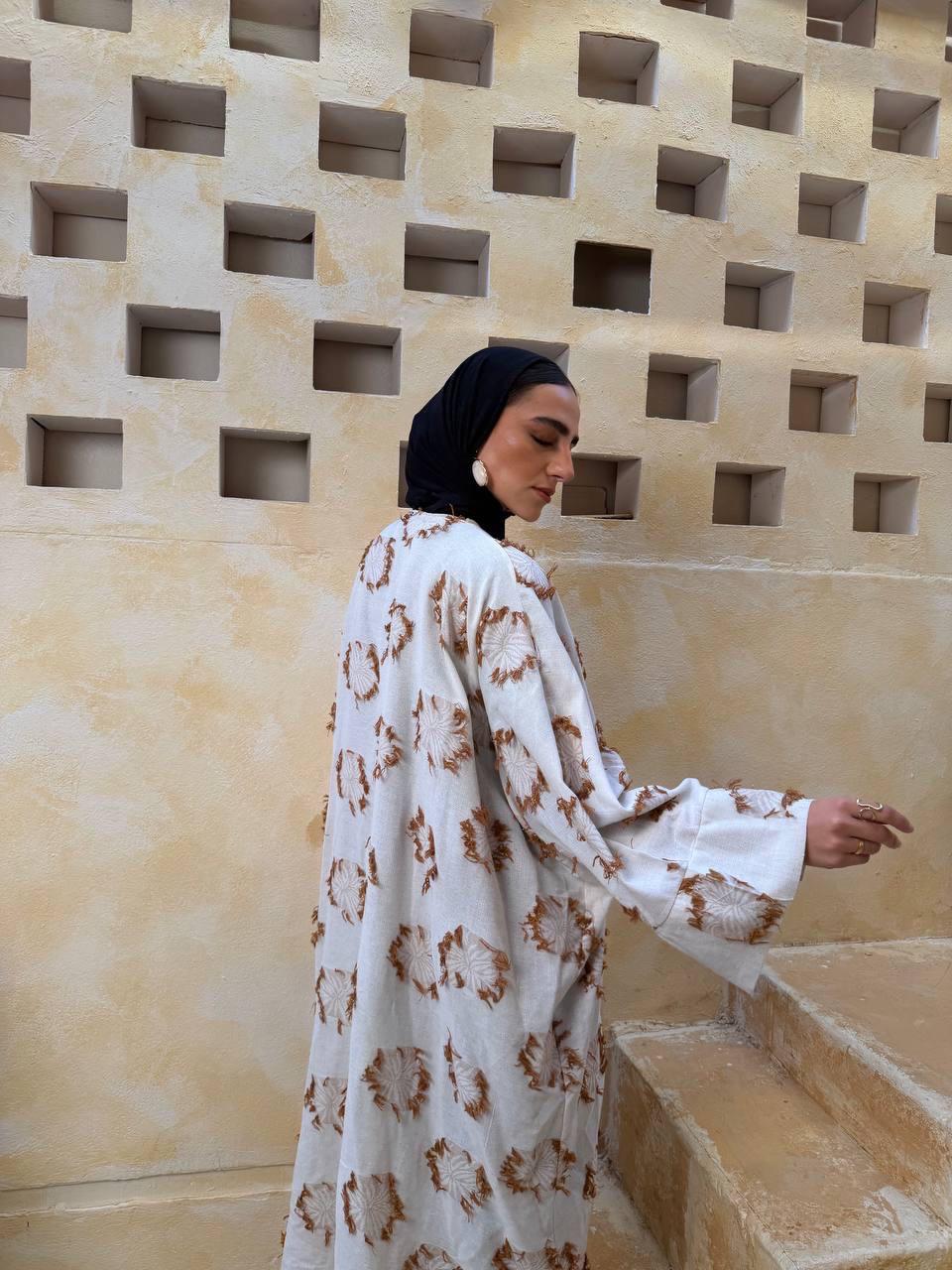 Linen Fringe Dots Kaftan