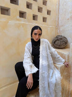 Linen Fringe Dots Kaftan