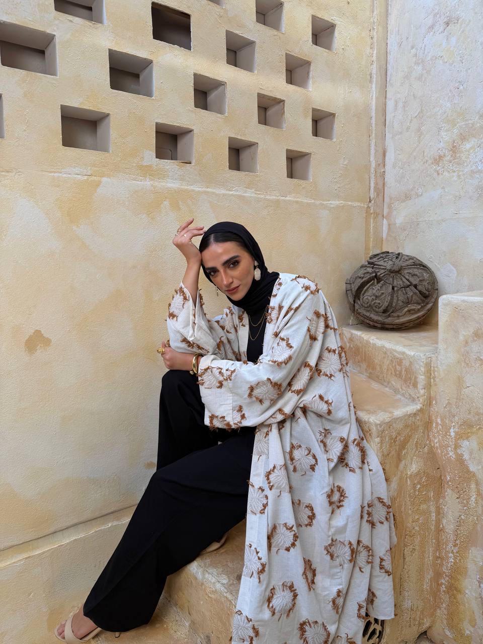 Linen Fringe Dots Kaftan