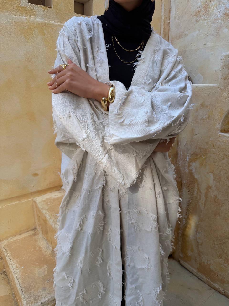 Linen Fringe Dots Kaftan