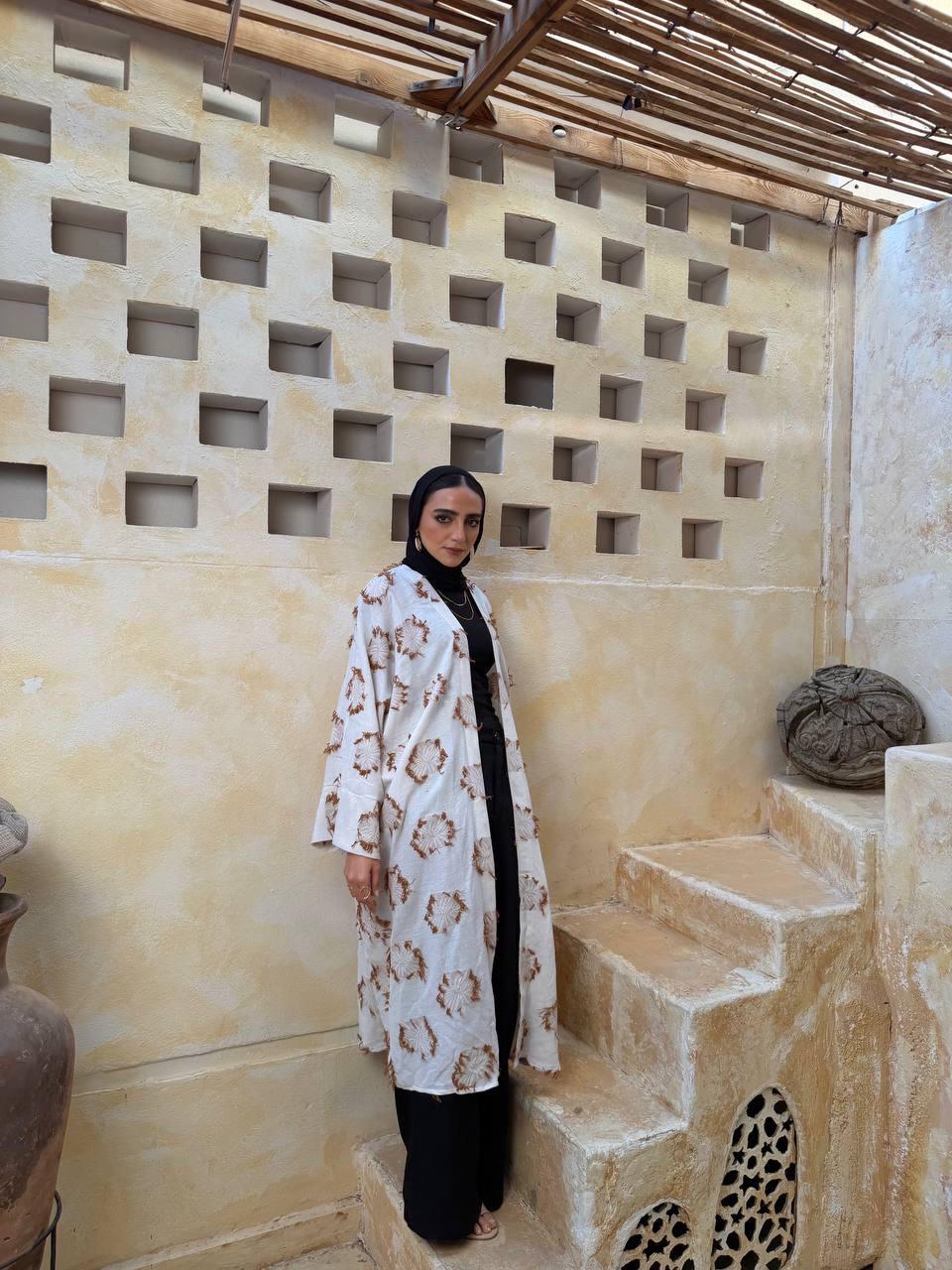 Linen Fringe Dots Kaftan