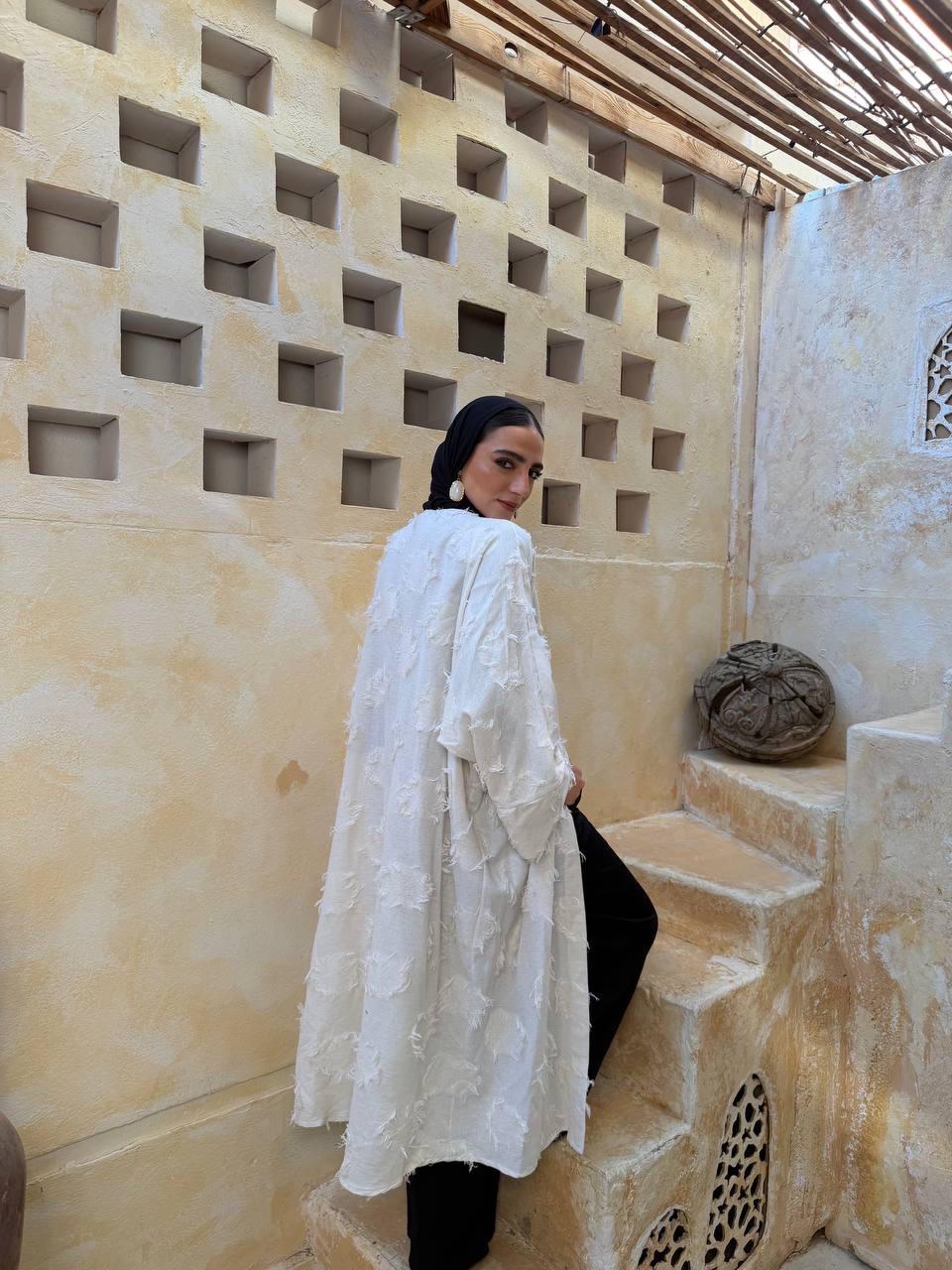 Linen Fringe Dots Kaftan