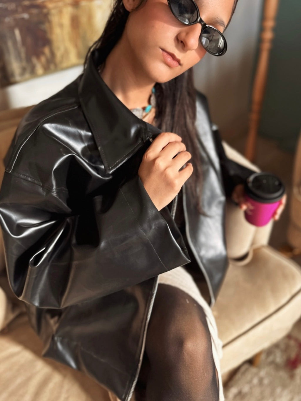 Chunky leather jacket